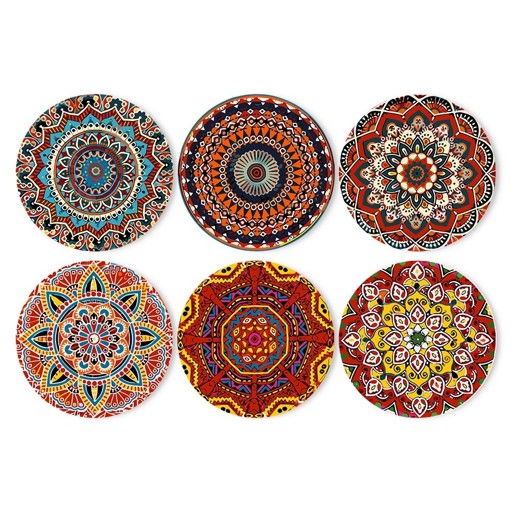 Peinture par numéros Sets de Table 20 cm (6 pièces) - Mandala Bohème Rond