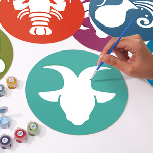 Peinture par numéros Sets de Table 20 cm (12 pièces) - Série Signes du Zodiaque 1