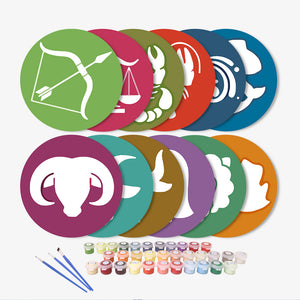 Peinture par numéros Sets de Table 20 cm (12 pièces) - Série Signes du Zodiaque 1