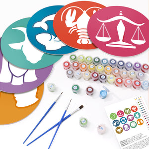 Peinture par numéros Sets de Table 20 cm (12 pièces) - Série Signes du Zodiaque 1
