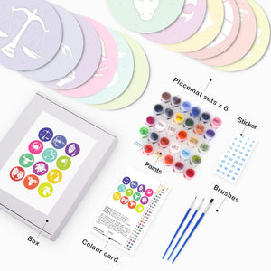 Peinture par numéros Sets de Table 20 cm (12 pièces) - Série Signes du Zodiaque 2