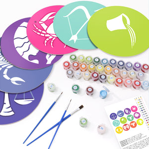 Peinture par numéros Sets de Table 20 cm (12 pièces) - Série Signes du Zodiaque 2