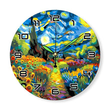 Charger l&#39;image dans la galerie, Horloge Peinture par Numéros - Nuit étoilée et Tournesols