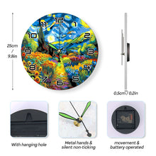 Charger l&#39;image dans la galerie, Horloge Peinture par Numéros - Nuit étoilée et Tournesols