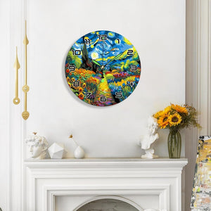 Horloge Peinture par Numéros - Nuit étoilée et Tournesols