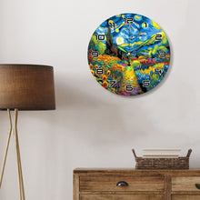 Charger l&#39;image dans la galerie, Horloge Peinture par Numéros - Nuit étoilée et Tournesols