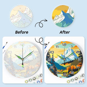 Horloge Peinture par Numéros - Montagne au Crépuscule