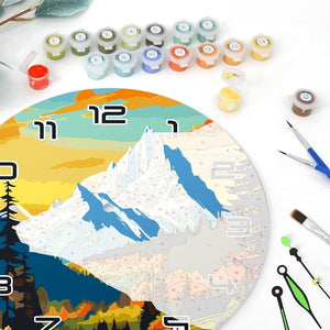 Horloge Peinture par Numéros - Montagne au Crépuscule