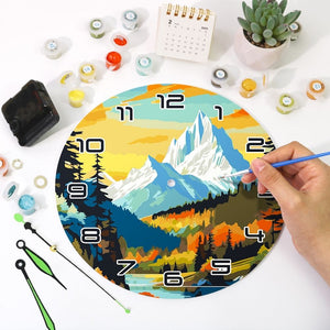 Horloge Peinture par Numéros - Montagne au Crépuscule