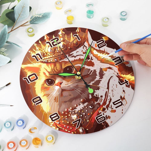 Horloge Peinture par Numéros - Chat Royal