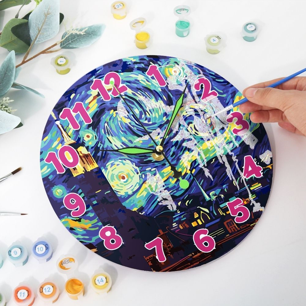 Horloge Peinture par Numéros - La Nuit étoilée