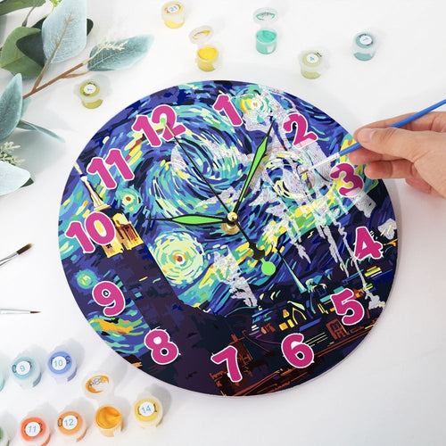 Horloge Peinture par Numéros - La Nuit étoilée