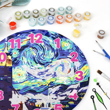 Charger l&#39;image dans la galerie, Horloge Peinture par Numéros - La Nuit étoilée