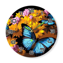 Charger l&#39;image dans la galerie, Horloge Peinture par Numéros - Papillons et Fleurs