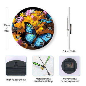 Horloge Peinture par Numéros - Papillons et Fleurs