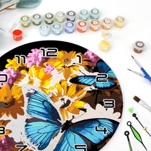 Charger l&#39;image dans la galerie, Horloge Peinture par Numéros - Papillons et Fleurs