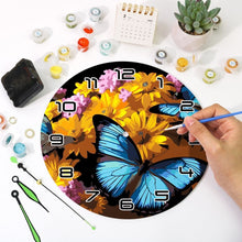 Charger l&#39;image dans la galerie, Horloge Peinture par Numéros - Papillons et Fleurs