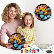 Charger l&#39;image dans la galerie, Horloge Peinture par Numéros - Papillons et Fleurs
