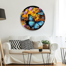 Charger l&#39;image dans la galerie, Horloge Peinture par Numéros - Papillons et Fleurs