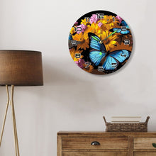 Charger l&#39;image dans la galerie, Horloge Peinture par Numéros - Papillons et Fleurs