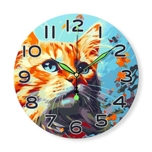 Charger l&#39;image dans la galerie, Horloge Peinture par Numéros - Chat Curieux