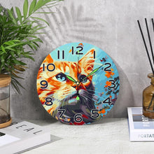 Charger l&#39;image dans la galerie, Horloge Peinture par Numéros - Chat Curieux