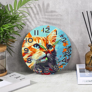 Horloge Peinture par Numéros - Chat Curieux