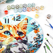 Charger l&#39;image dans la galerie, Horloge Peinture par Numéros - Chat Curieux