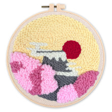 Charger l&#39;image dans la galerie, Punch Needle Soleil levant et Cerisiers en Fleurs