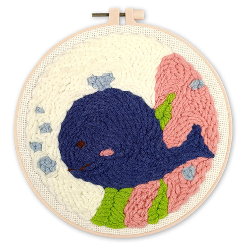 Punch Needle Baleine bleue souriante