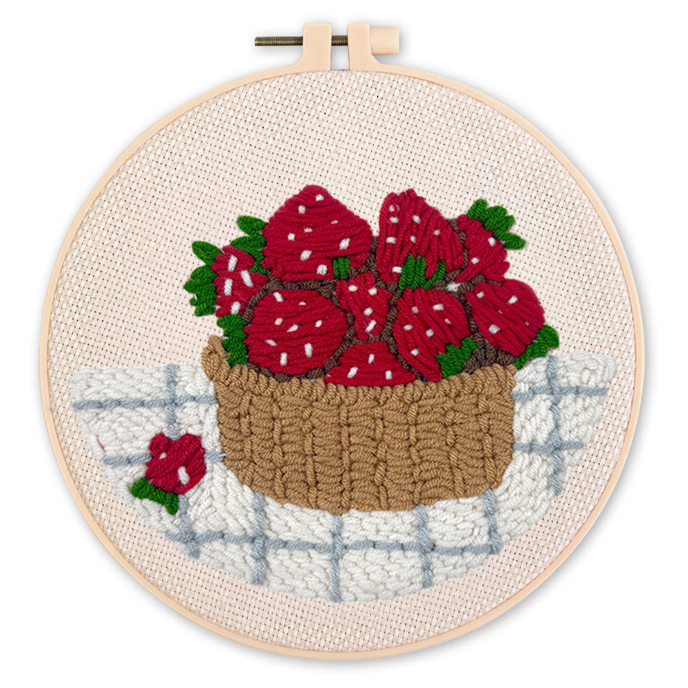 Punch Needle Panier de fraises