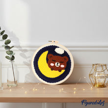 Charger l&#39;image dans la galerie, Punch Needle Ours mignon sur la lune