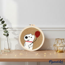 Charger l&#39;image dans la galerie, Punch Needle Chien blanc et ballon
