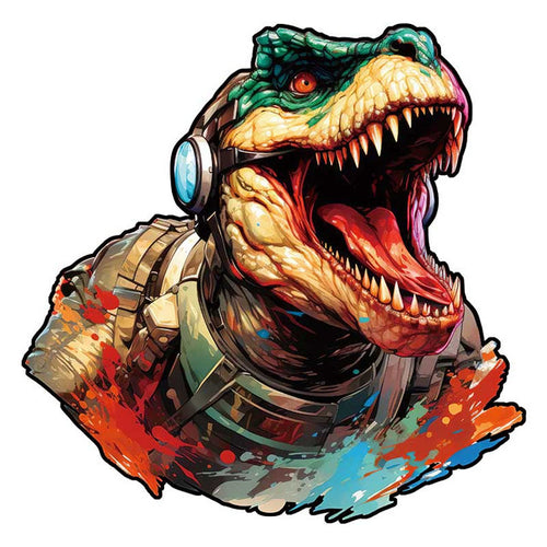 Puzzle 2D en Bois - Dinosaure Hipster