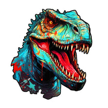 Charger l&#39;image dans la galerie, Puzzle 2D en Bois - Dinosaure Bleu Cyan