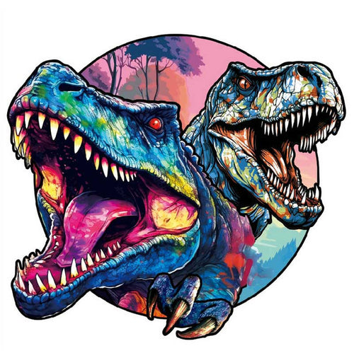 Puzzle 2D en Bois - Dinosaures Jumeaux Cool