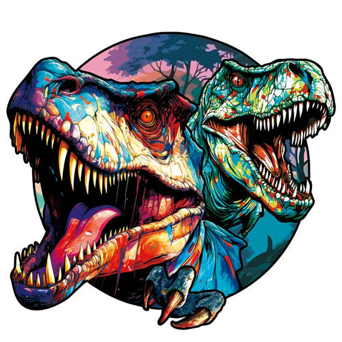 Puzzle 2D en Bois - Dinosaures Jumeaux