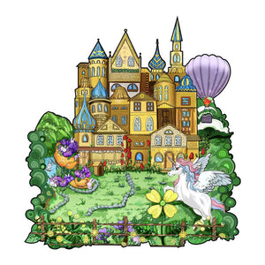 Puzzle 2D en Bois - Château Jaune