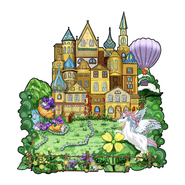 Puzzle 2D en Bois - Château Jaune