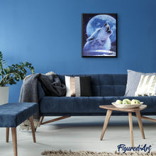 Charger l'image dans la galerie, Broderie Diamant | Broderie Diamant - Loup et Pleine Lune | animaux Broderie Animaux lapins loups | FiguredArt
