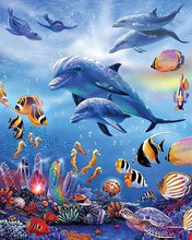 Charger l'image dans la galerie, Broderie Diamant | Broderie Diamant - Dauphins et fonds marins | animaux Broderie Animaux dauphins | FiguredArt