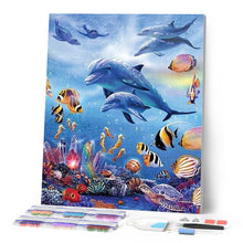 Charger l'image dans la galerie, Broderie Diamant | Broderie Diamant - Dauphins et fonds marins | animaux Broderie Animaux dauphins | FiguredArt