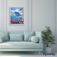 Charger l'image dans la galerie, Broderie Diamant | Broderie Diamant - Dauphins et fonds marins | animaux Broderie Animaux dauphins | FiguredArt
