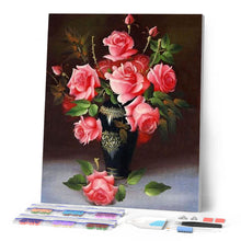 Charger l'image dans la galerie, Broderie Diamant | Broderie Diamant - Vase de Rose | Broderie Fleurs fleurs | FiguredArt