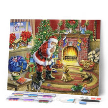 Charger l'image dans la galerie, Broderie Diamant | Broderie Diamant - Père Noël et Chien | animaux Broderie Animaux Broderie Religion chiens Noël | FiguredArt