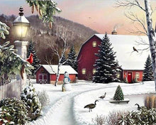 Charger l'image dans la galerie, Broderie Diamant | Broderie Diamant - Ferme enneigée | Broderie Paysages paysages | FiguredArt