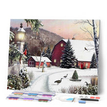 Charger l'image dans la galerie, Broderie Diamant | Broderie Diamant - Ferme enneigée | Broderie Paysages paysages | FiguredArt