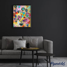 Charger l'image dans la galerie, Broderie Diamant - Coeurs 40x50cm toile tendue sur châssis