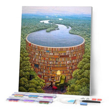 Charger l'image dans la galerie, Broderie Diamant | Broderie Diamant - Rivière et Bibliothèque | Broderie Paysages paysages | FiguredArt