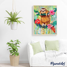 Charger l'image dans la galerie, Broderie Diamant Paresseux sur sa branche animaux | FiguredArt